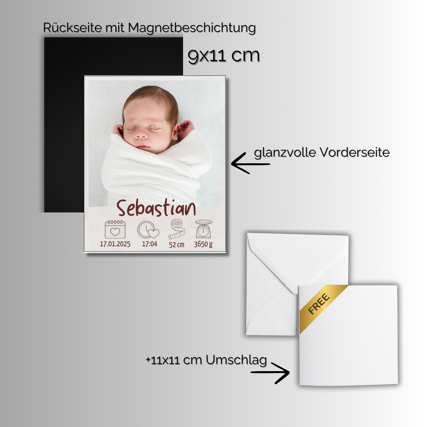 personalisierte Einladung, 9x11cm